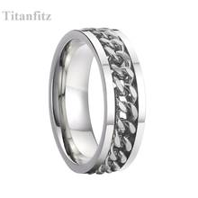 Corrente de aço masculina de 8mm, anéis de casamento para homens, cara resistente, casamento, moda de aniversário, anel de dedo masculino 2024 - compre barato