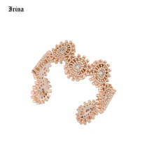 Женское кольцо из розового золота 585 пробы, вечерние Регулируемые кольца в форме цветка, ювелирные изделия 2024 - купить недорого