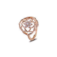 Кольцо женское под розовое золото, с лепестками роз, свадебное, 2021 2024 - купить недорого