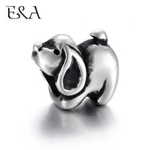 Stainless Steel Beads Dog 5mm Hole Blacken Metal European Bead Slider Animal Charms DIY Bracelet Jewelry Making Bead Supplies 2024 - buy cheap