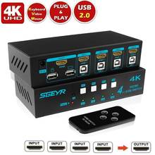 SGEYR USB HDMI Switch 4 Port 4K HDMI Switcher Splitter Support USB Switch 4Kx2K/30Hz 1080p, HDMI 1.4, 4 Port HDMI KVM Switch 4k, by only one set USB Keyboard & Mouse console 2024 - buy cheap