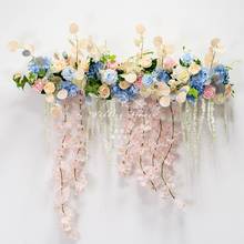 Hanging Rose Cherry Flower Row Wedding Layout Floral Arch Arrangement Station Guide Hall Decor Backdrop Party Window Display 2024 - buy cheap