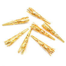 50pcs 42x10mm Golden Beads End Caps Hollow Out Flower Loose Spacer Beads  For Jewelry Making Finding Diy Accessories 2024 - buy cheap