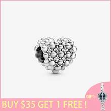 2021 Spring new 100% 925 Sterling Silver Beads Beaded Sparkling Heart Charm fit Original Pandora Bracelets Women DIY Jewelry 2024 - buy cheap