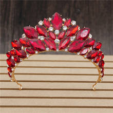 Tiaras de luxo para casamento, lindo tiara com coroa de cristal e coroa de cabelo, acessório para casamento 2024 - compre barato