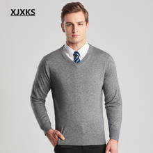 XJXKS Fashion V-neck men cashmere vest 2020 autumn winter new loose plus size comfortable casual pullover men sleeveless sweater 2024 - buy cheap