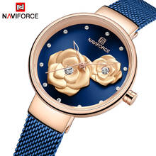 Naviforce relógio feminino de ouro rosa, relógio feminino azul de quartzo em aço escuro e colorido para senhoras 2024 - compre barato