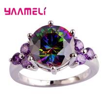 Vintage 925 Sterling Silver Big Round Purple CZ Stone Rings for Woman Free Shipping Wedding Engagement Ring Jewelry 2024 - buy cheap