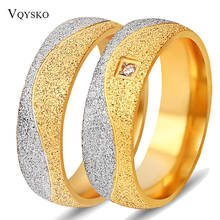 NIBA Gold Color Couple Crystal Ring Scrub Frosted Stainless steel Wedding Rings For Women or men wholesale Jewelry 2024 - buy cheap