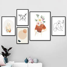 Póster nórdico de pared para sala de estar, lienzo impreso, imagen de estilo nórdico, línea de dibujo abstracto, flor, fruta 2024 - compra barato