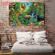 FATCAT wild animals life Diamond Painting Full Square Round Drill Diy 5D Diamond Embroidery Mosaic Needlework home decor AE1550 2024 - buy cheap