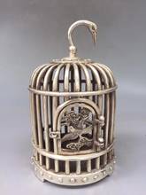 Collection Tibet Silver Carving Crane Birdcage Small Copper Cage Hanging Household Accessories Animal Statue 2024 - buy cheap