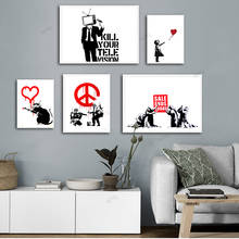 WTQ-Cuadros decorativos de pared, pinturas nórdicas, lienzo, póster, Banksy, arte de pared, imagen, decoración de la habitación, decoración del hogar 2024 - compra barato