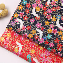 Tela de algodón de grulla bronceada para coser Kimono, muñecas y bolsos, tela de retales de costura, rojo, azul marino, tela de estilo japonés 2024 - compra barato