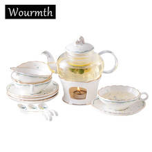 Wourmth kit de chá e pires de cerâmica, inclui bule e pires de chá, bebidas quentes e frias, para escritório ou em casa 2024 - compre barato