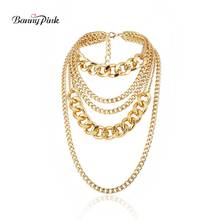 Banny Pink Hiphop Layer Multi Metal Chain Choker Necklaces For Women New Punk Statement Chain Choker Collar Big Link Clavicle 2024 - buy cheap