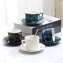 Juego de tazas de café Espresso de cerámica de mármol, cuchara y platillo, taza de té nórdica de 200ml, juego de té de porcelana mate, taza de café avanzada 2024 - compra barato