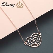 QIMING Minimalist Labyrinth Simple Wedding Necklace Female Women Love Heart Engagement Rose Gold Jewelry Accessories Collier 2024 - buy cheap