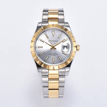 Parnis relógio mecânico automático masculino dourado 39mm, mostrador branco, vidro de safira, miyota, relógios automáticos com movimento 8215 pa137 2024 - compre barato
