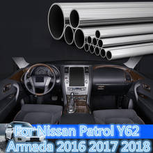 Conjunto completo de tablero de parches para Nissan Patrol Y62 Armada 2016 2017 2018, de acero inoxidable, madera de melocotón, interior automotriz 2024 - compra barato