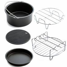 Accesorios de sartén de aire para el hogar, cesta de horno para freidora de cinco piezas, plato de Pizza, parrilla, olla, estera, accesorio de cocina multifuncional 2024 - compra barato