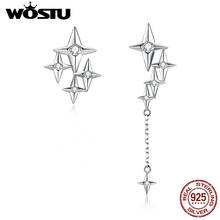WOSTU новая Асимметричная Эмаль серьги-гвоздики 925 стерлингового серебра Звездная серьги для женщин, для свадьбы, хорошее ювелирное изделие, подарок DAE461 2024 - купить недорого