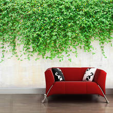 Papel de parede foto personalizada 3d, folhas verdes, videira, plano de fundo, mural de parede, restaurante, sala de estar, decoração de parede, estilo pastoral 2024 - compre barato