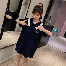 2020 Summer New Kids and Teen Girls College Style Cotton Casual Dress Baby Girls Letter Brief Dresses V-neck Sport Dress, #8736 2024 - buy cheap