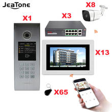 Jeatone 7'' Tuya WIFI IP Video Intercom for Large Building +POE Switch 1to13 Access Control System Support Password/Cards Unlock 2024 - buy cheap