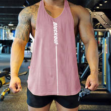 Camiseta sem mangas fitness masculina, camisa de algodão casual para academia e treino 2024 - compre barato