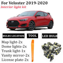 Lámpara LED T10 para coche, paquete Interior de bombillas para Hyundai Veloster, mapa, luz de placa de maletero, 9 Uds., 2019 2020 2024 - compra barato