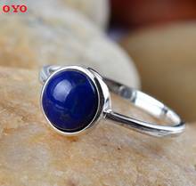 925 Sterling Silver Jewelry Vintage Silver Lapis Lazuli small Douding lady new ring 2024 - buy cheap