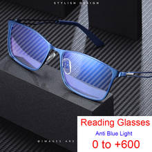 High Quality Anti Blue Light Reading Glasses Men Square Business Male Presbyopic Eyeglass Husband Gaming Computer Glasses +1 +6 2024 - buy cheap