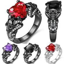 Punk Skull Rings black Heart-shape Crystal For Women Personality Ring Wedding Jewelry 2024 - buy cheap