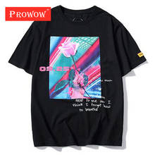Модная уличная футболка в стиле хип-хоп, уличная Мужская футболка с коротким рукавом, с принтом розы, хлопок, черный/белый, с круглым вырезом 2024 - купить недорого