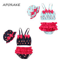 2021 0-24M Summer Newborn Baby Girl Swimsuit 3pcs Flamingo Print Bow Crop Top+Triangle Ruffle Shorts+Hat Cute Holiday Beachwear 2024 - buy cheap