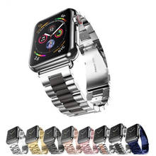De lujo de acero inoxidable correa de reloj apple watch banda 42mm/38mm/44mm/40mm enlace pulsera correa de reloj de la serie 4/3/2/1 de metal de la correa de muñeca 2024 - compra barato