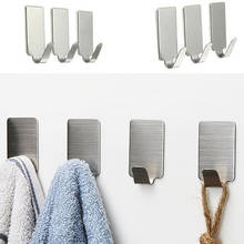 6Pc/Lot Stainless Steel Family  Hanging Hooks Hats Bag Key Adhesive Wall Hanger for Bathroom Kitchen Accessories 2024 - buy cheap