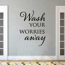 Adesivo de parede removível cx188, papel de parede para decoração de sala de estar, vinil com citação para lavagem das suas preocupações 2024 - compre barato