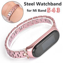 Pulseira de aço inoxidável, pulseira de aço inoxidável da moda com moldura para xiaomi mi band 5 4 3, pulseira compacta simples de alta qualidade, para homens/mulheres 2024 - compre barato