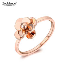 ZooMango-anillo de compromiso de acero inoxidable para mujer, sortija de compromiso con diseño Original de rosas de amor, oro rosa, titanio, ZR19097 2024 - compra barato