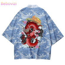 Plus tamanho 6xl 5xl 4xl 3xl-s dragões ondas soltas cardigan japonês feminino harajuku quimono cosplay tops blusa roupas yukata 2024 - compre barato