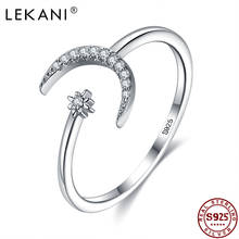 LEKANI Authentic Sterling Silver 925 Jewelry Wedding Rings For Women Shining Star & Moon Open Adjustable Finger Ring Luxury Gift 2024 - buy cheap