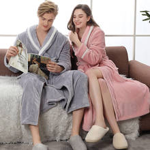 Couple Pajamas 2019 Autumn and Winter Bathrobe Long Thick Flannel Couple Bathrobe Loose Plus Size Pajamas Home Clothes Sleepwear 2024 - buy cheap