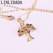 8Pcs Gold Filled Fashion Jewelry Gifts Colorful Zirconia CZ Micro Pave Tree Pendant Necklaces 2024 - buy cheap