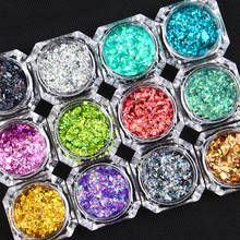 12 Colors Laser Rainbow Nail Art Glitters Sequins Sheet Powder Diamond Flake Colorful Glitter Holographic Nail Flakes 2024 - купить недорого