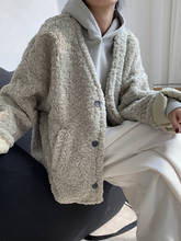 Casaco de pele falsa de lã, casaco com moletom, jaqueta de pelúcia para outono e inverno feminino, 2020 2024 - compre barato