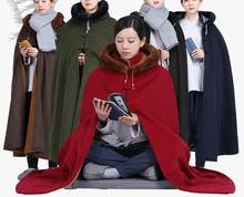 unisex winter warm buddhist shaolin monk cape buddha prayer coat zen lay meditation cloak kung fu suits robe green/red/blue 2024 - buy cheap