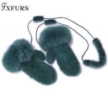 2020 New Winter Women Real Mink Fur Gloves Lovely Ladies Knitted Genuine Mink Fur Mittens with Fox Fur Trims Rope Warm and Soft 2024 - buy cheap