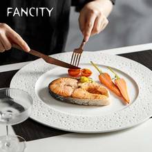FANCITY Pure white ceramic steak plate western food plate household pasta flat plate commercial restaurant hotel tableware 2024 - buy cheap